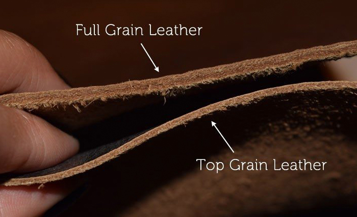 full-grain vs. top-grain leather
