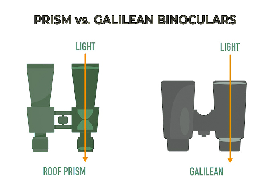prism vs. Galilean lens binoculars